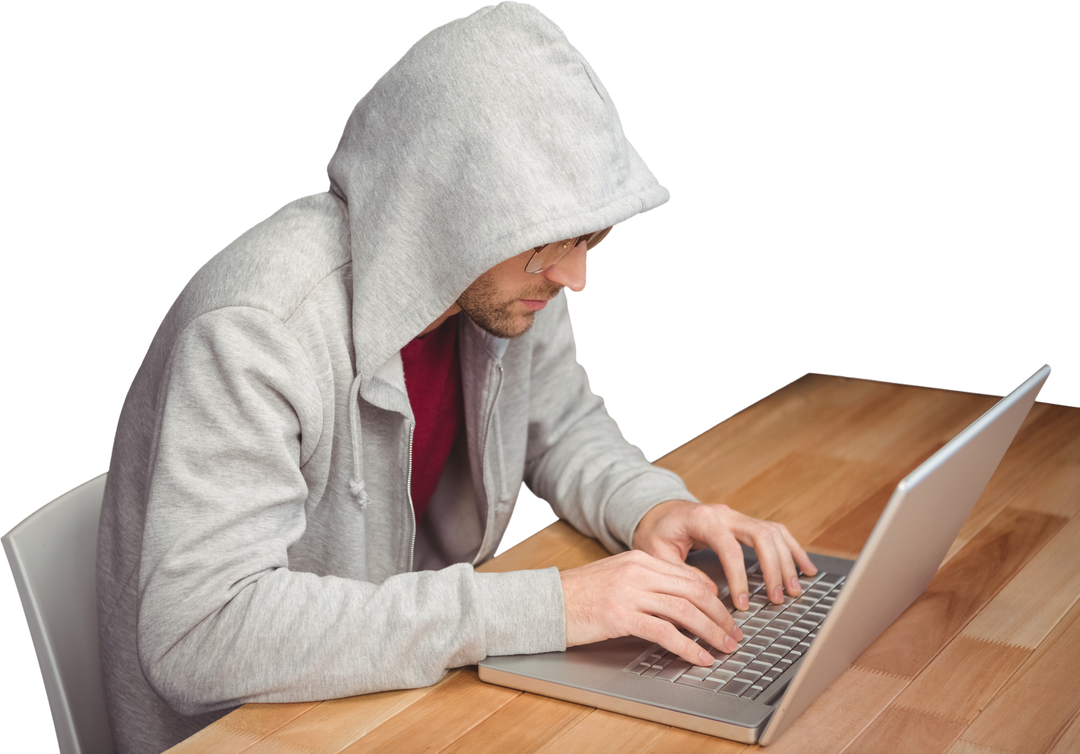 Hacker in Hoodie Using Laptop Transparent Background - Download Free Stock Images Pikwizard.com