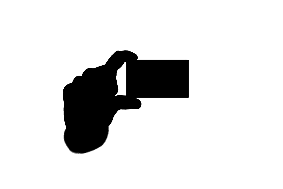 Black Silhouette Hand Holding Credit Card on Transparent Background