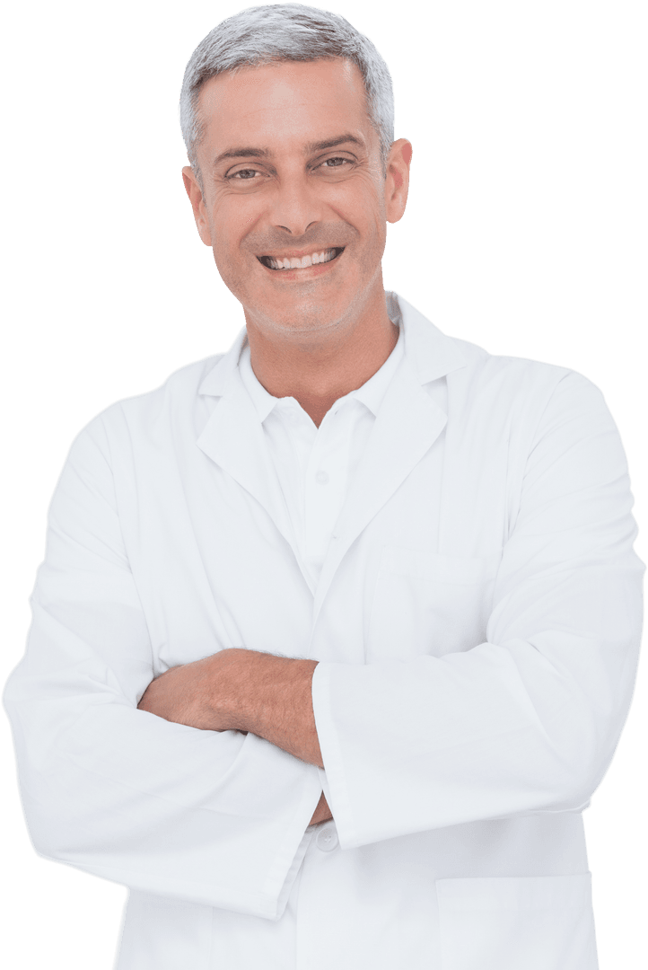 Happy Doctor Smiling with Crossed Arms in Transparent Background