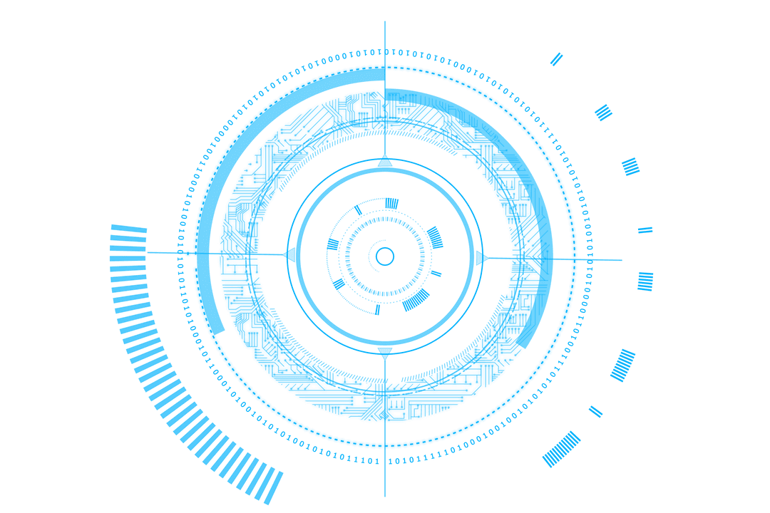 Blue Futuristic Digital Interface on Transparent Background