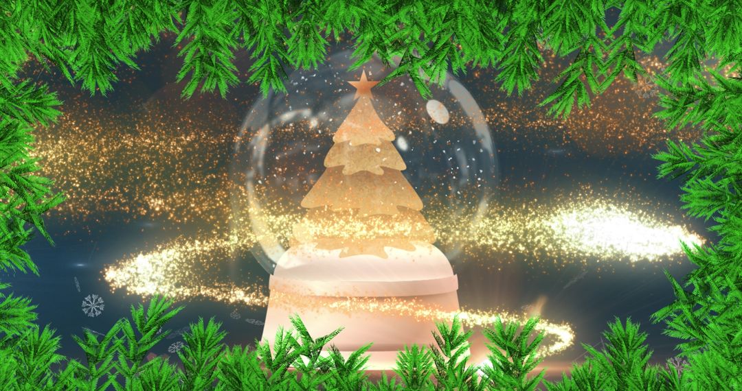 Snow Globe with Christmas Tree and Festive Sparkles - Free Images, Stock Photos and Pictures on Pikwizard.com