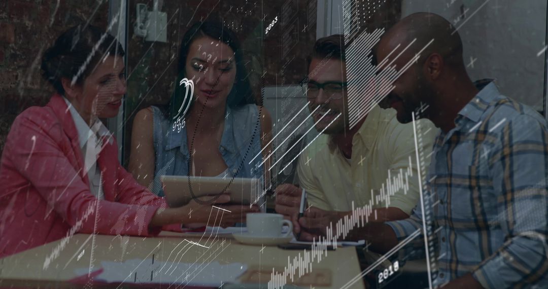 Business Team Analyzing Data Charts on Digital Tablet