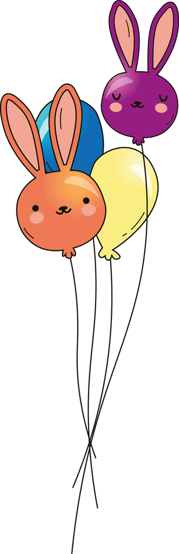 Rabbit Balloons Vector Art on Transparent Background for Celebrations
