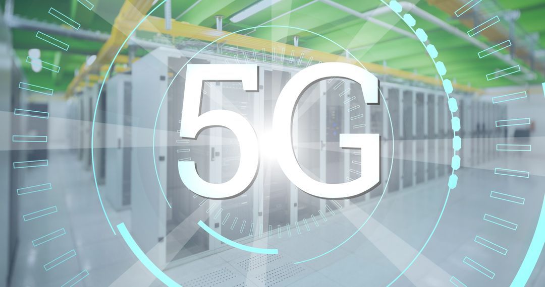 Futuristic 5G Technology with Server Data Center Background