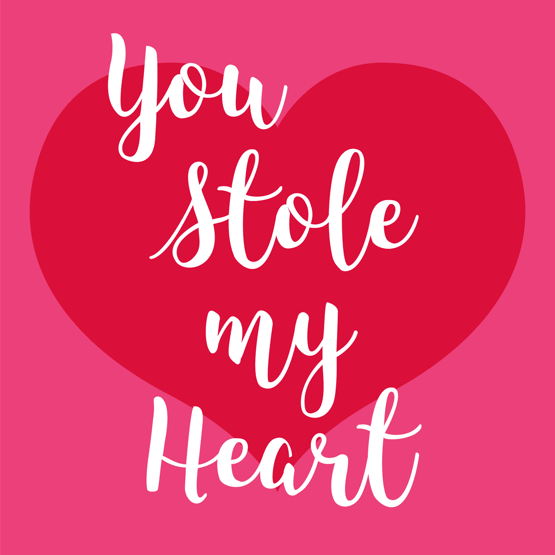 Valentine's Day Phrase You Stole My Heart Transparent Background