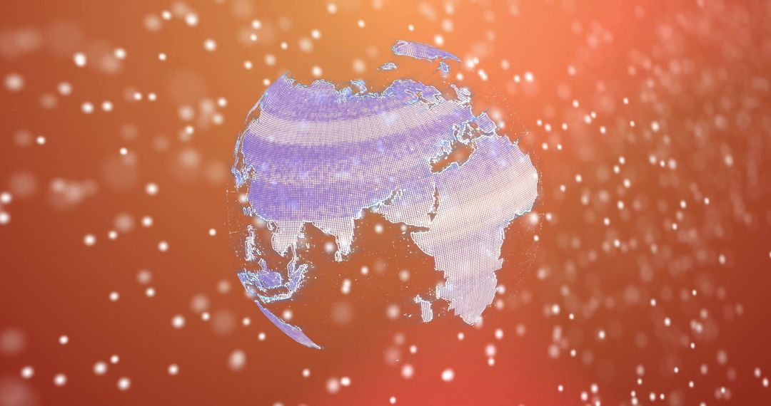 Digital Genetic Code Merging with Global Map on Orange Background