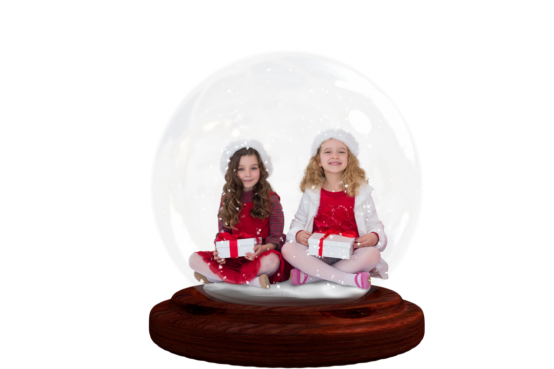 Transparent Digital Illustration of Girls with Gifts in Snow Globe - Download Free Stock Images Pikwizard.com