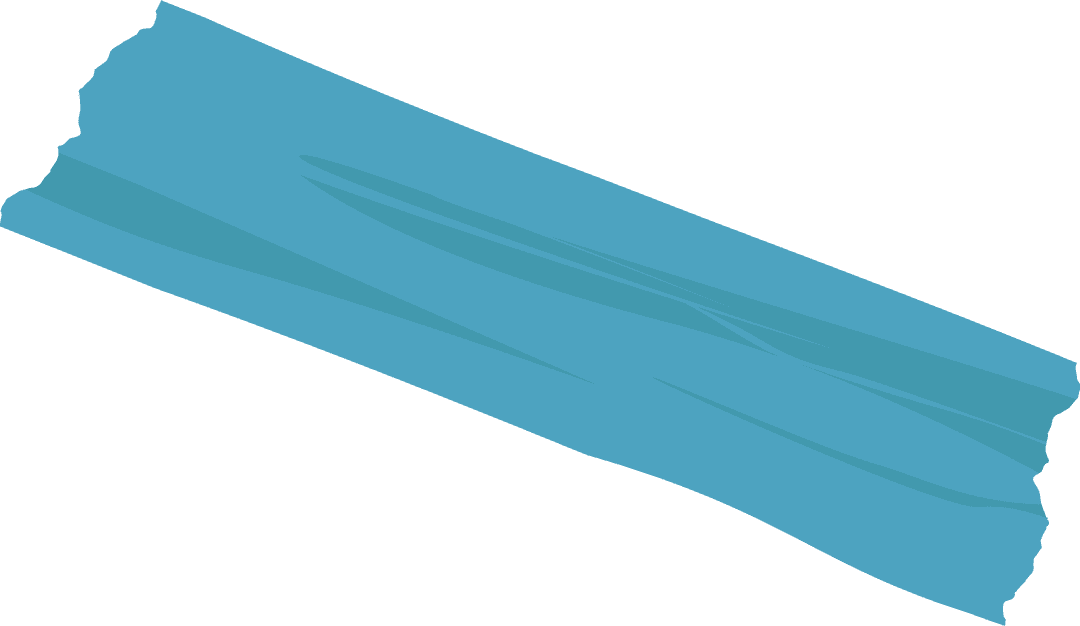 Blue Torn Tape Isolated on Transparent Background with Wrinkled Texture