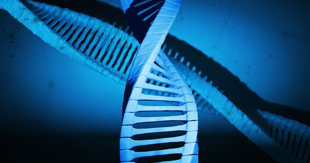 DNA Double Helix in Blue Luminescent Design