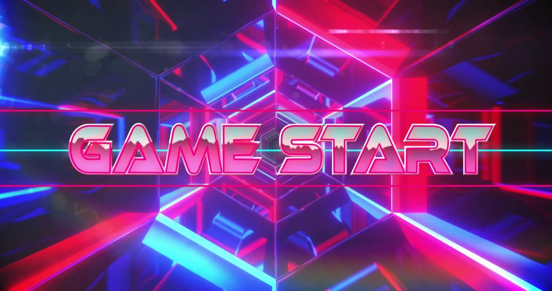 Neon Futuristic Gaming Tunnel with Game Start Text