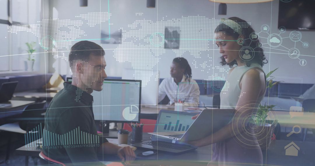 Woman Presenting Data Visualization in Modern office