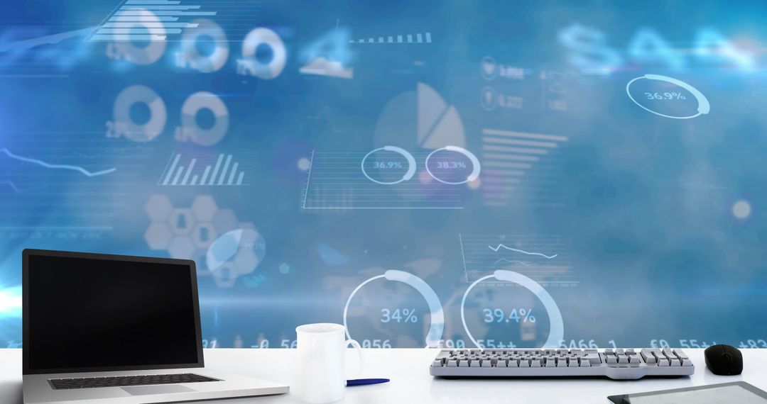 Technology Concept: Laptop with Digital Data Visualization