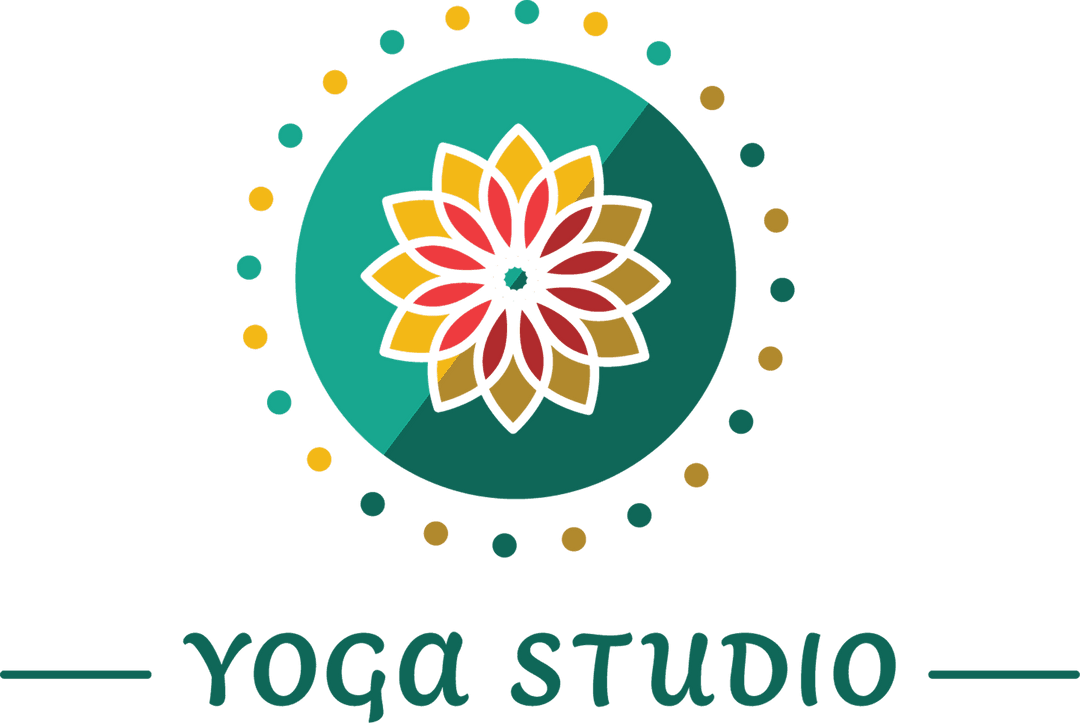 Colorful Flower in Circle Emblem for Yoga Studio as Transparent Vector Design