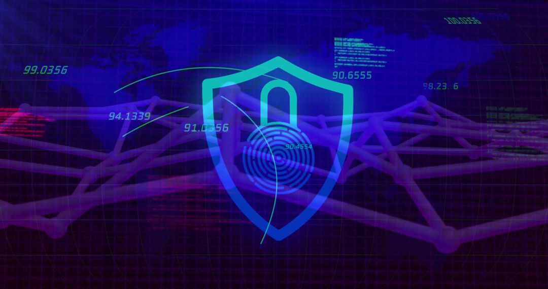 Digital Shield Padlock Overlay Protecting Cybersecurity Network