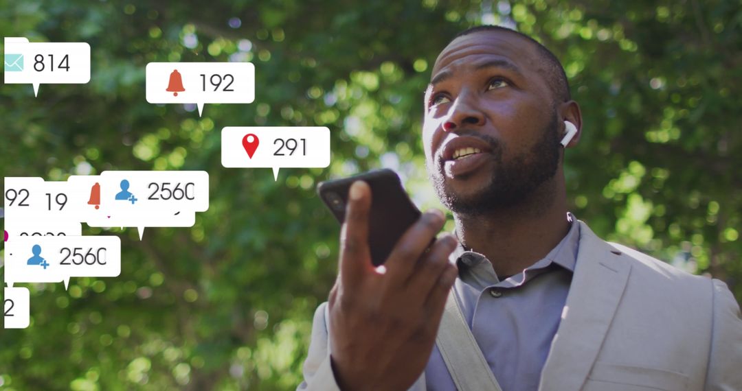 Businessman Receiving Multiple Notifications on Smartphone