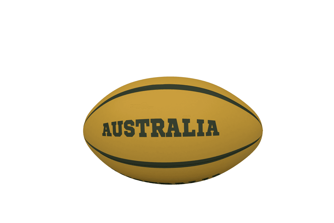 Digital Rugby Ball with Australia Text on Transparent Background