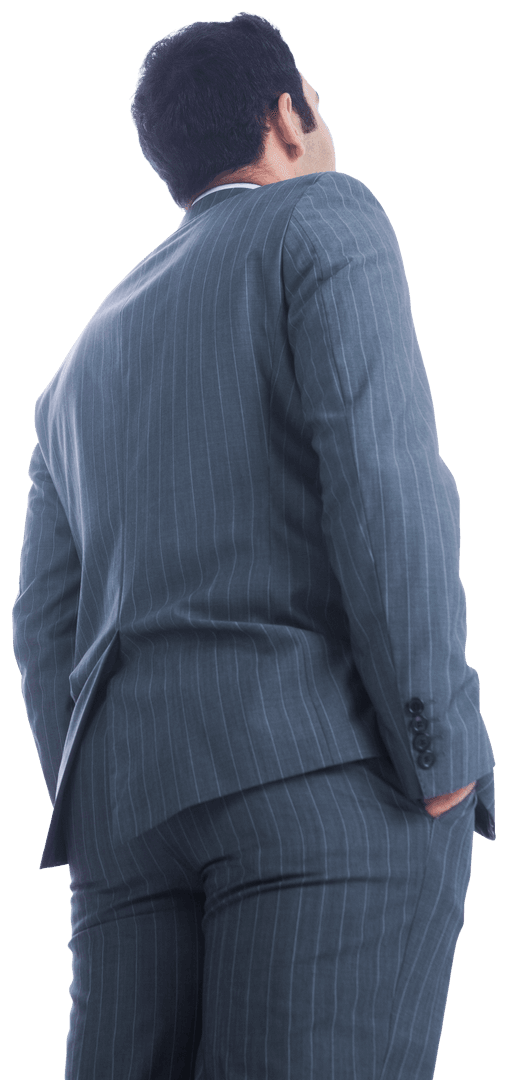 Transparent Rear View of Businessman Looking Forward
