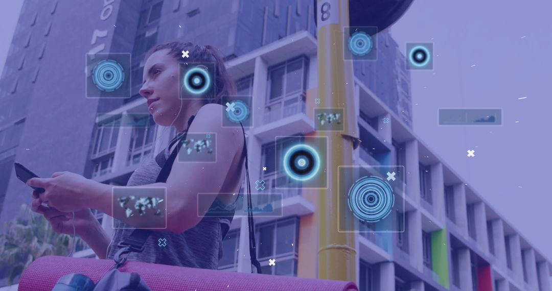 Woman Engaging with Augmented Reality Tech on Smartphone