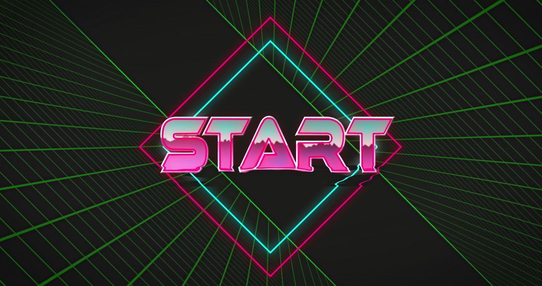 Retro Futuristic Start Graphic with Neon Lights