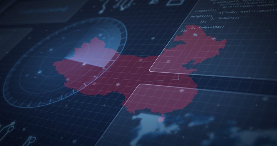 Digital Map of China with Futuristic Data Interface