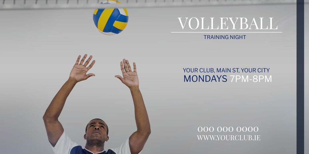 Volleyball Training Night Advertisement with Player Reaching for Volleyball - Download Free Stock Templates Pikwizard.com