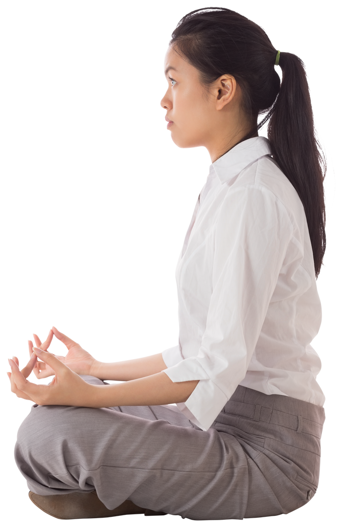 Transparent Background Asian Businesswoman in Lotus Pose - Download Free Stock Images Pikwizard.com