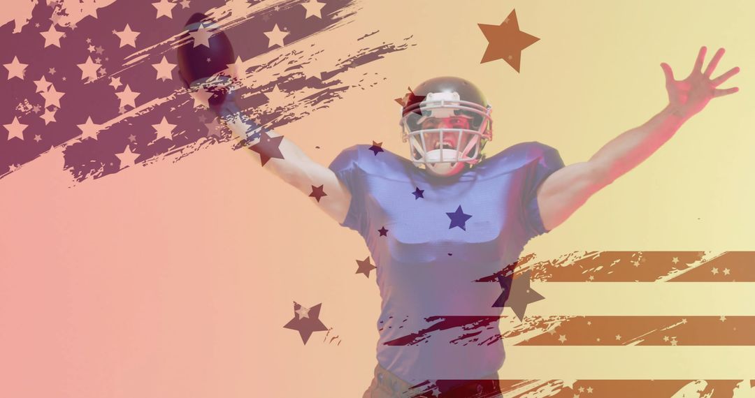 Ecstatic Caucasian American Football Player with USA Flag Background - Free Images, Stock Photos and Pictures on Pikwizard.com