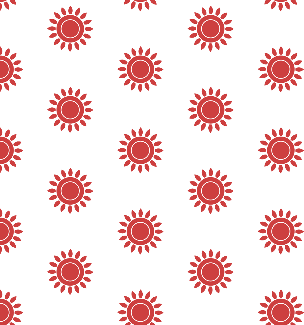 Seamless Red Rosette Pattern on Transparent Background