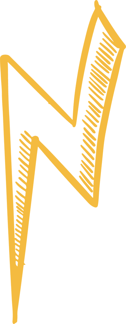 Stylized Yellow Bolt With Transparent Background and Hatch Shading