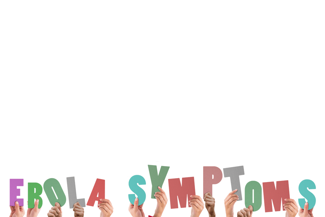 Transparent Hands Holding Ebola Symptoms Text Illustration