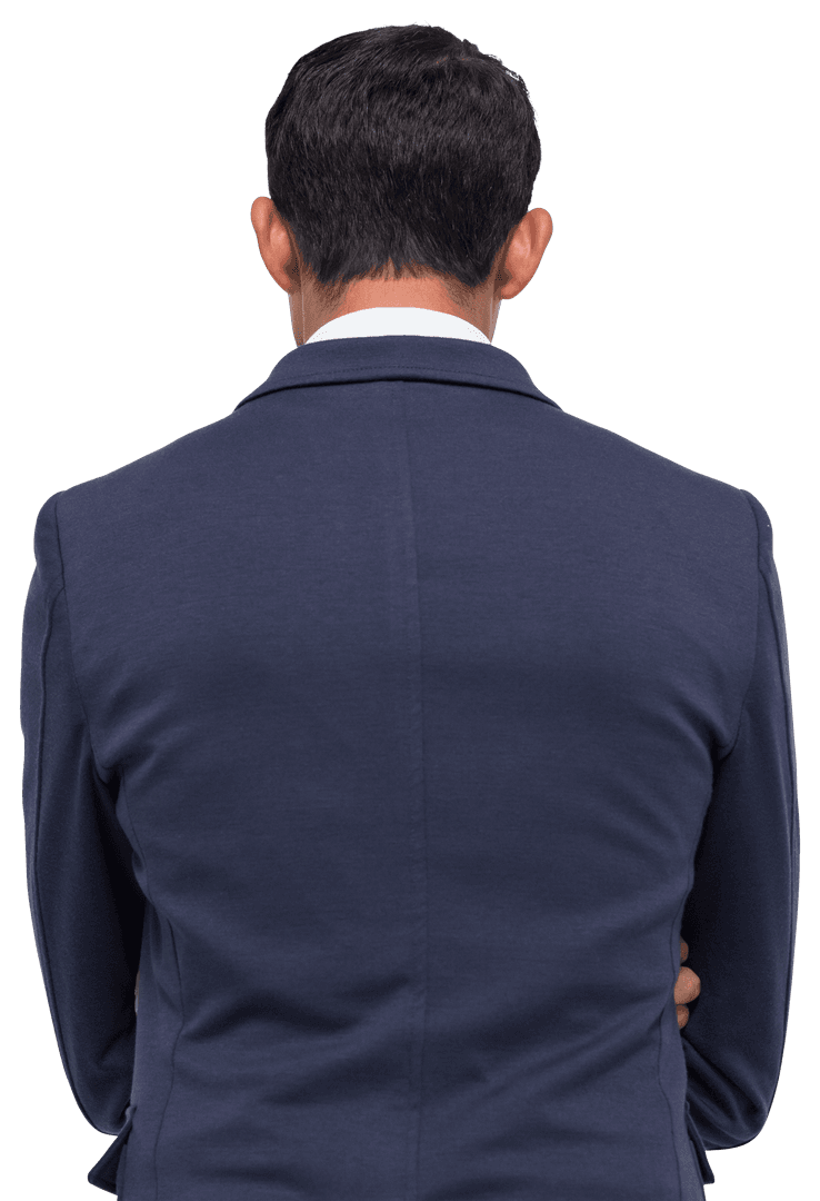 Transparent Backview of Asian Businessman with Arms Crossed