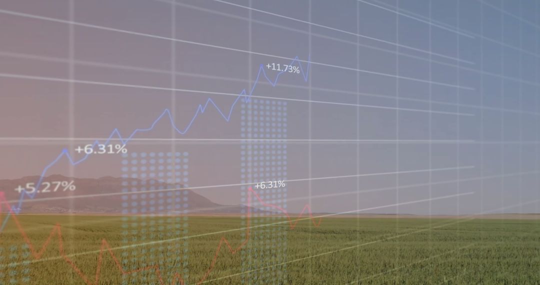 Virtual Data Chart Overlaying Serene Agriculture Field