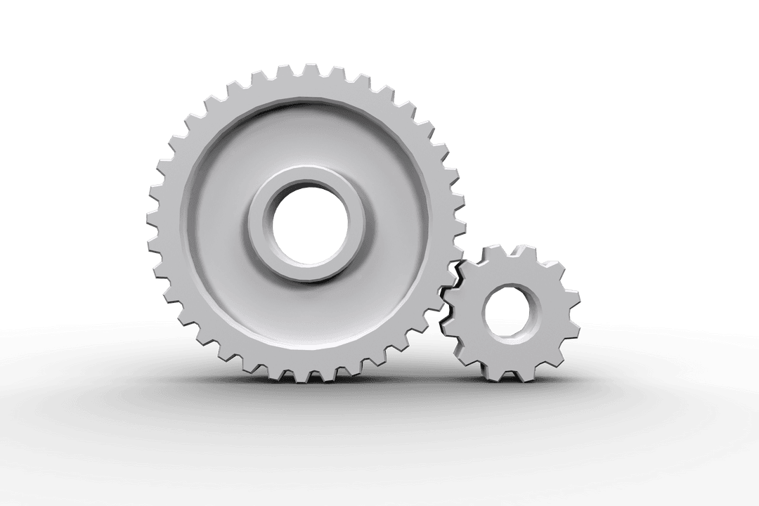 Transparent Interconnected White Gear Wheels in Motion