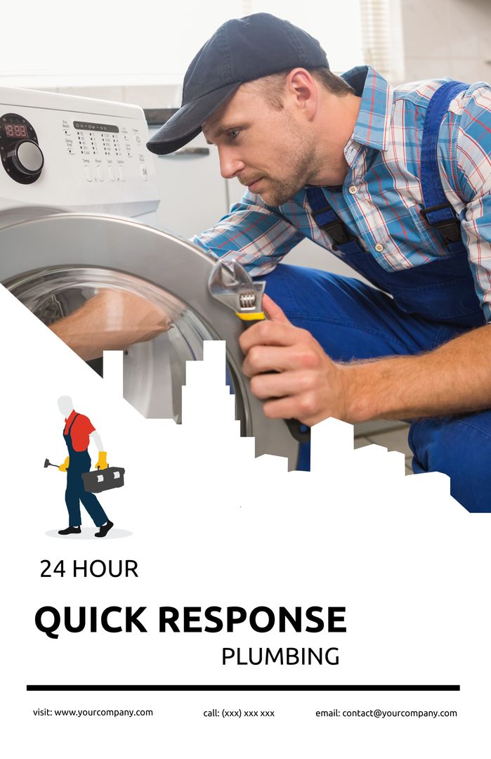 Dedicated Plumber Working on Home Appliance Maintenance Service Ad - Download Free Stock Templates Pikwizard.com