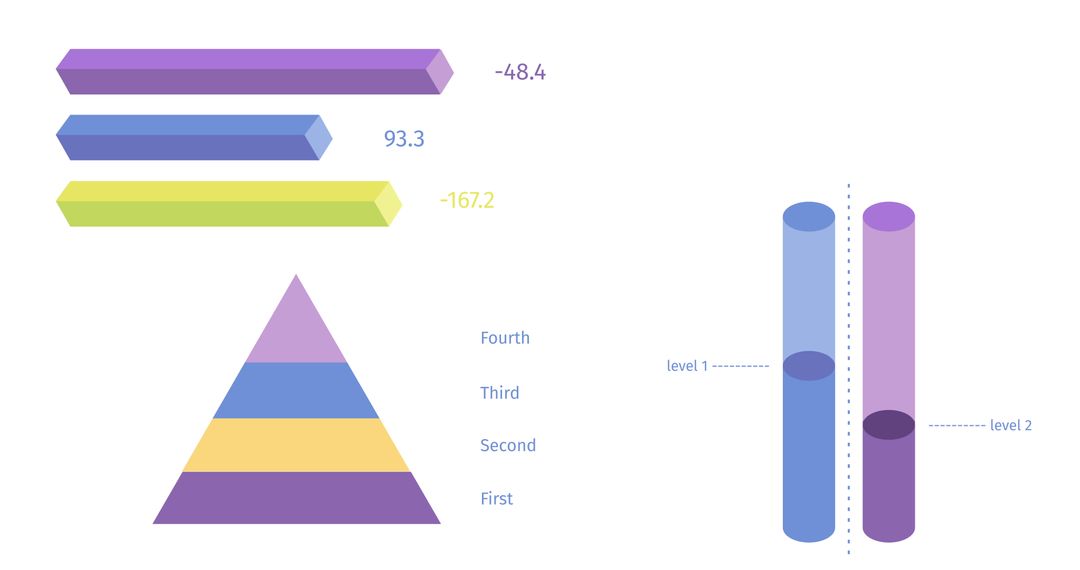 Colorful Infographic with Data Bars and pyramid