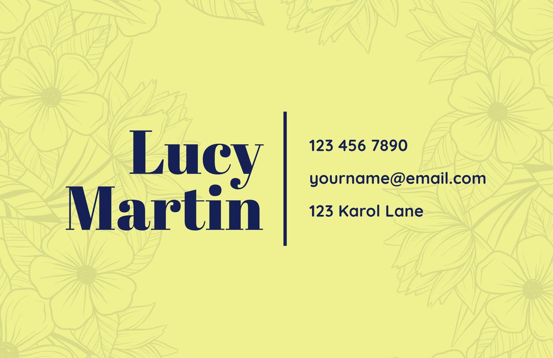 Floral Business Card Design with Bold Typography - Download Free Stock Templates Pikwizard.com