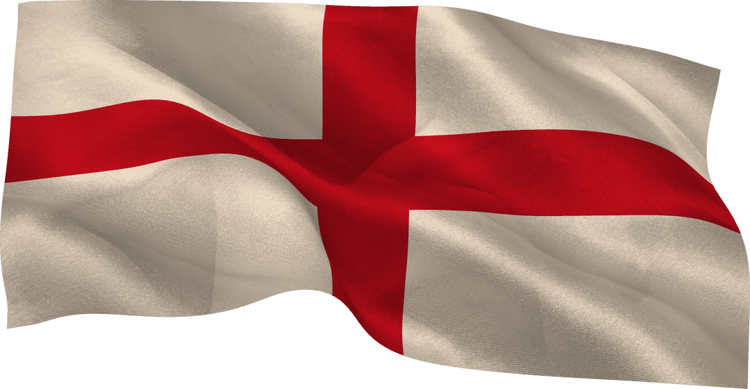 Waving England Flag on Transparent Background