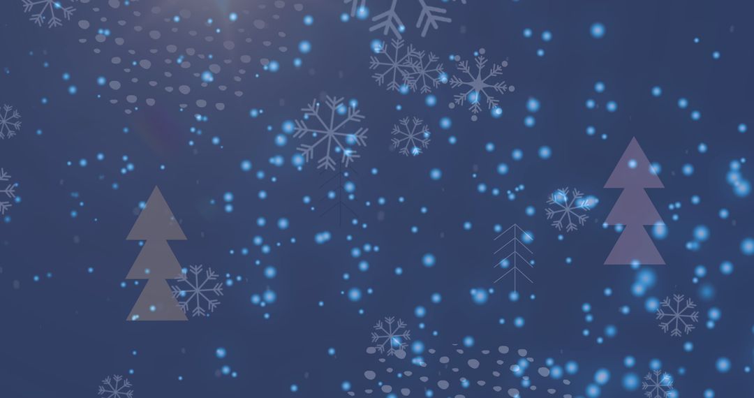 Winter Night with Falling Snow and Christmas Trees