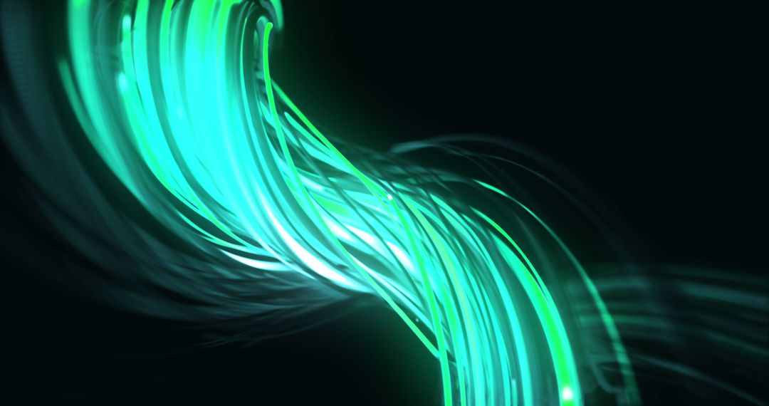Abstract Green Light Trails on Black Background