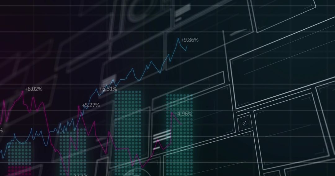 Futuristic Financial Data Visualization in Blueprint Style