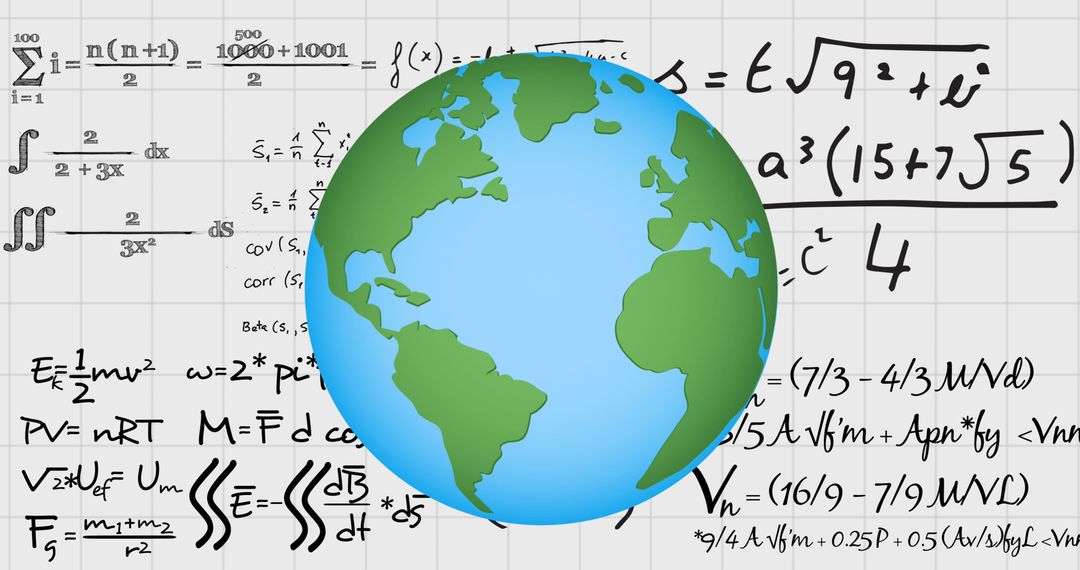 Globe with Math Equations Matte for Educational Concepts