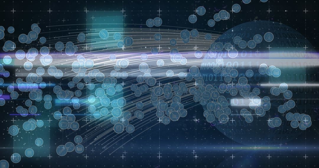 Abstract Global Digital Interface with Binary Code Background