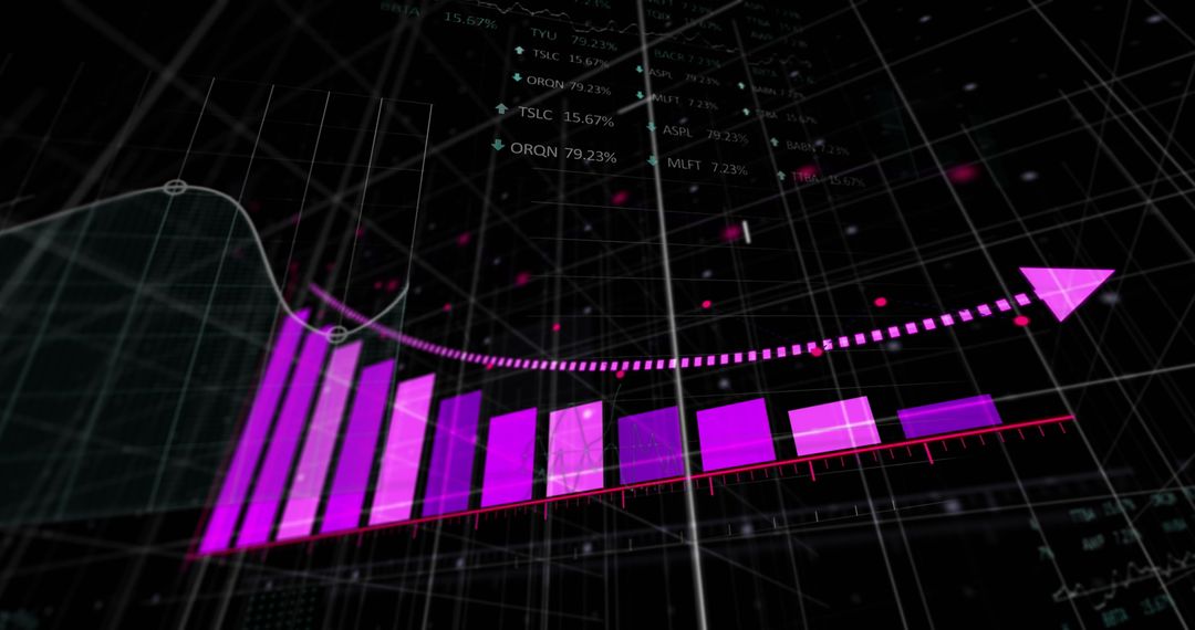 Abstract Financial Data and Analysis Dashboard with Rising Graphs