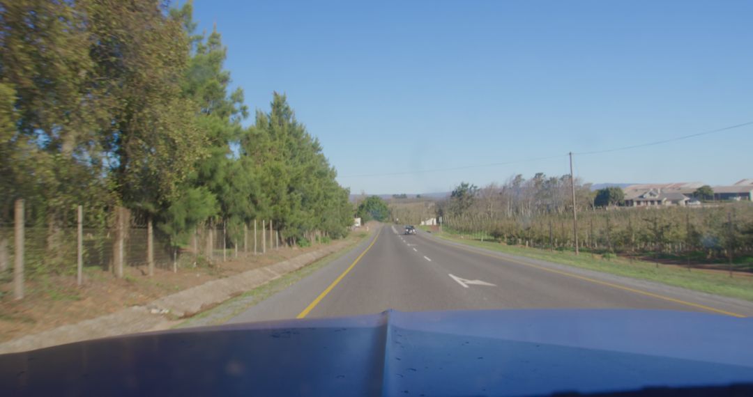 Sunny Countryside Road with Clear Blue Sky - Free Images, Stock Photos and Pictures on Pikwizard.com