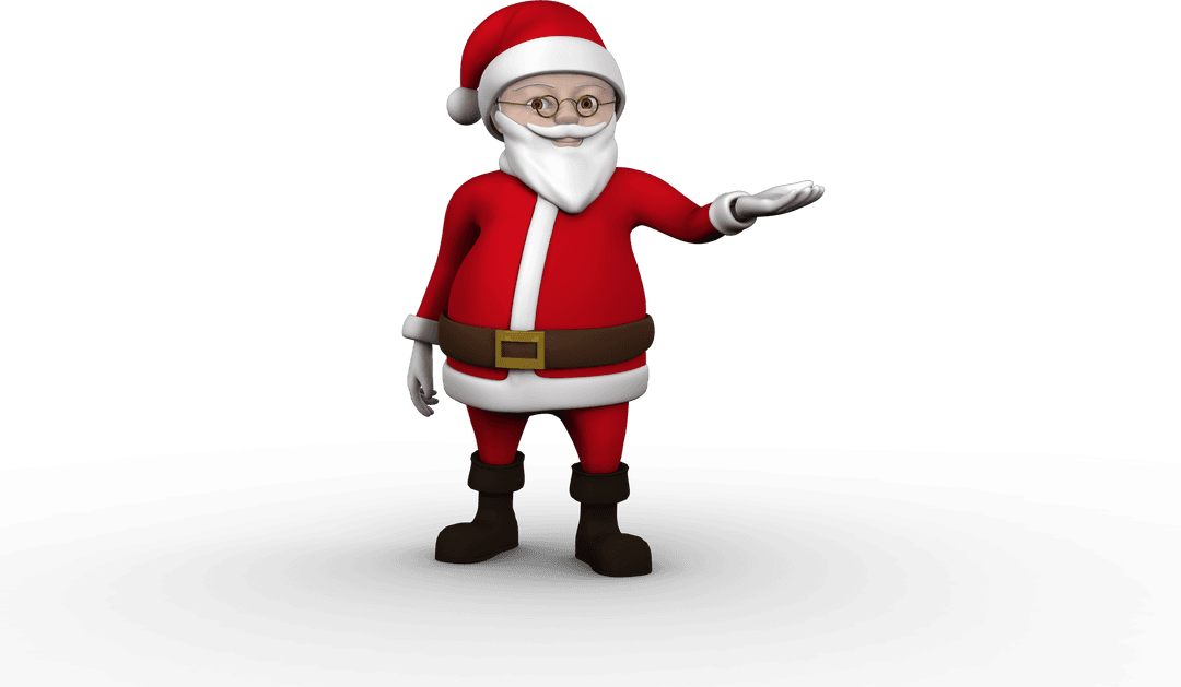 Smiling Father Christmas in Traditional Red Outfit on Transparent Background