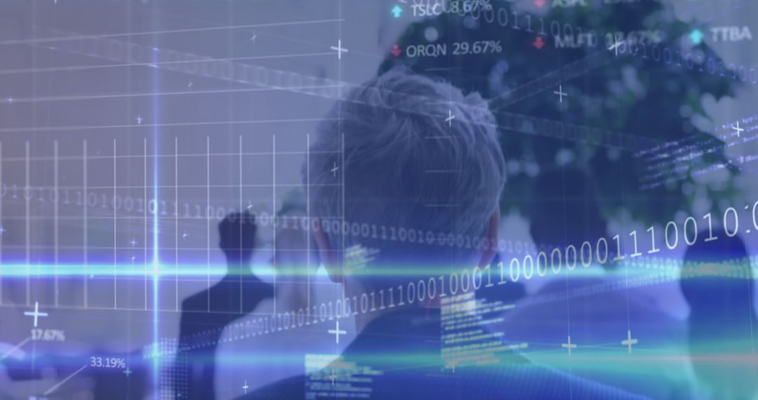 Diverse Businesspeople and Digital Data Overlay in Global Business