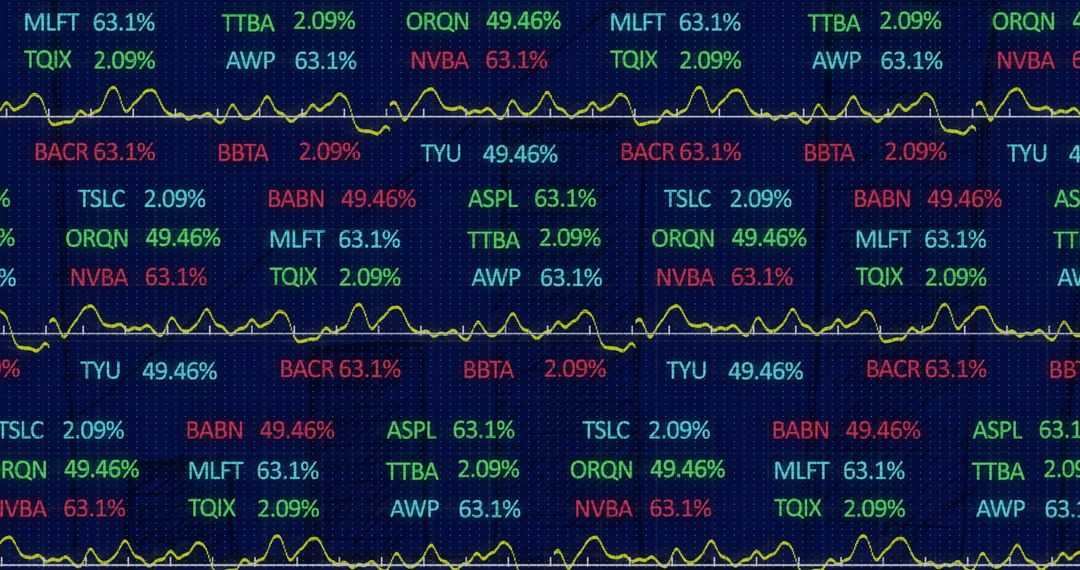 Digital Financial Data Streams Display on Blue Background