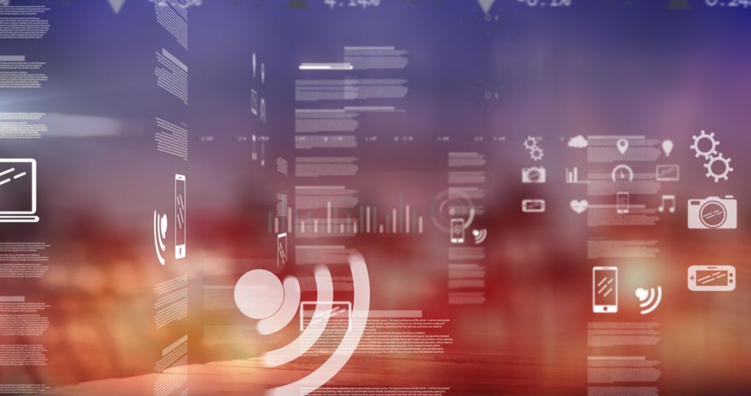 Futuristic Hologram Display with Digital Codes and Icons