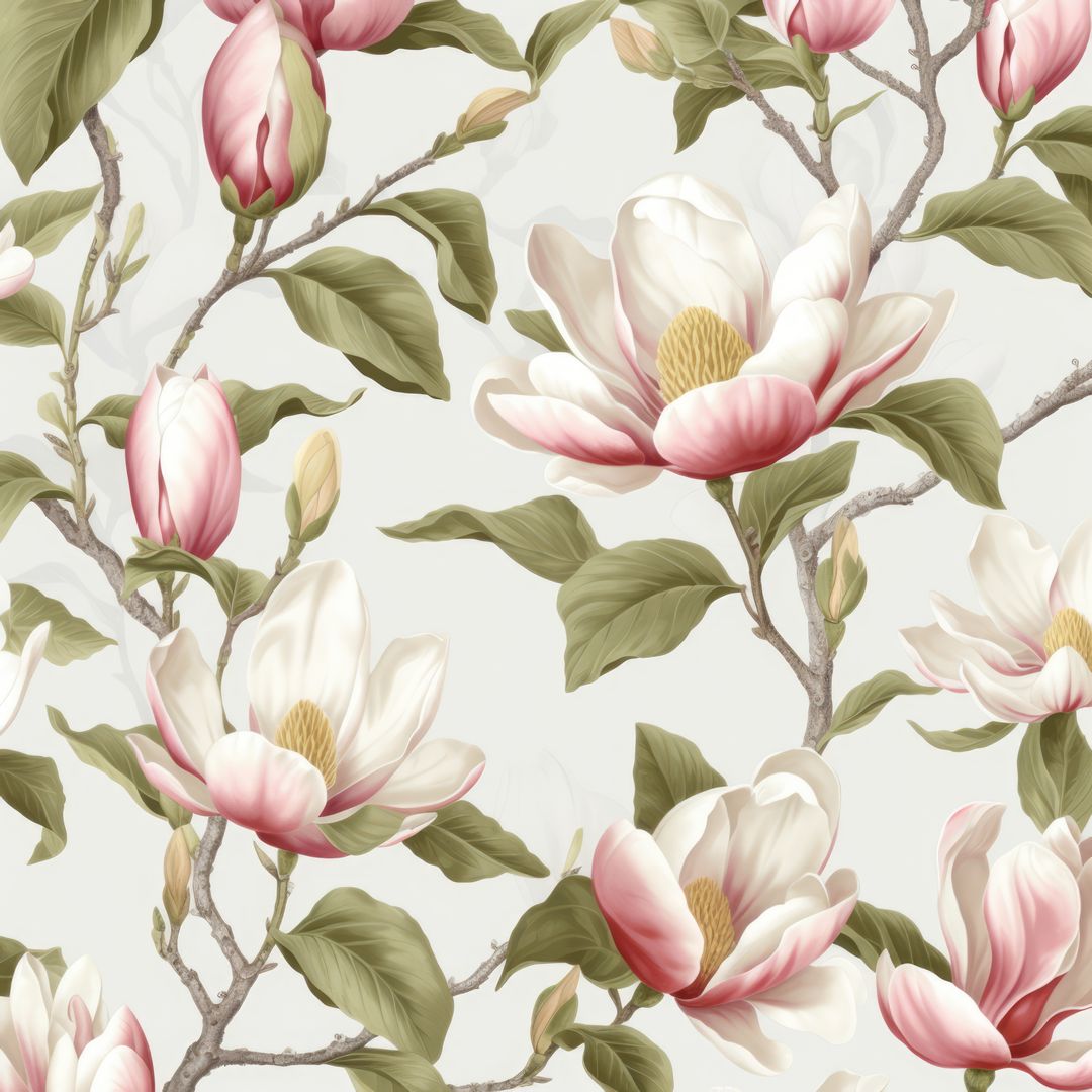 White magnolia flowers on white background, created using generative ai technology - Free Images, Stock Photos and Pictures on Pikwizard.com