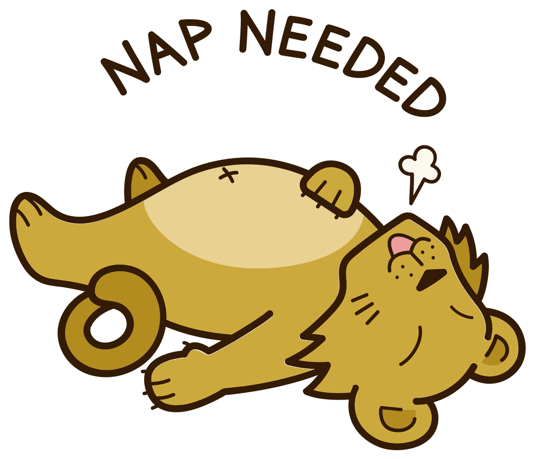 Cute Cartoon Lion Needing Nap With Transparent Background